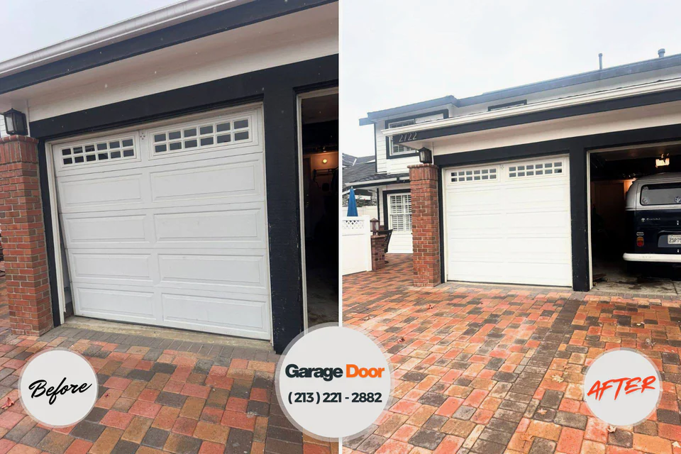 Before and after: garage door repair Camp Hill, AL